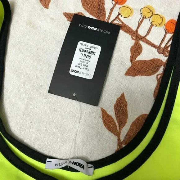 Fashion Nova Neon Yellow Top Size L - Picture 3 of 5